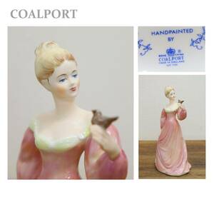 COALPORT/コールポート フィギュリン 人形/置物 女性/レディ 小鳥 ピンク ドレス 西洋陶器/陶磁器 インテリア 『W1275』
