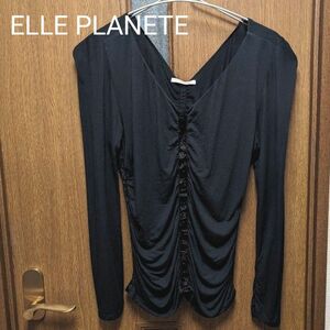 ELLE PLANETE 長袖トップス カットソー　　ラインベロア生地