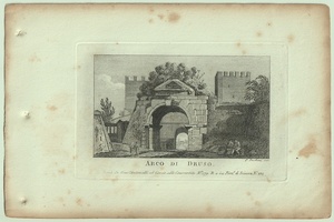 1865年 ローマとその周辺の主な景観 銅版画 ドルスス凱旋門 Arco di Druso