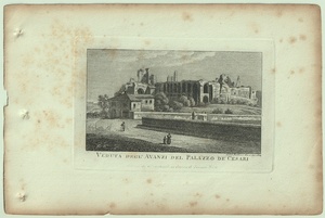 1865年 ローマとその周辺の主な景観 銅版画 カエサル神殿 遺構 Veduta degli Avanzi del Palazzo De'Cesari