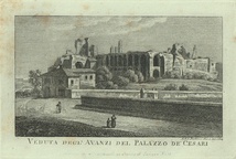 1865年 ローマとその周辺の主な景観 銅版画 カエサル神殿 遺構 Veduta degli Avanzi del Palazzo De'Cesari_画像2