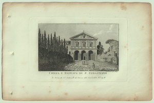 1865年 ローマとその周辺の主な景観 銅版画 聖セバスチャン教会と聖堂 Chiesa e Basilica di San Sebastiano