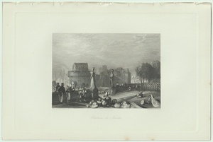 1853年 ターナー 鋼版画 The Rivers of France ブルターニュ公爵城 Chateau de Nantes ロワール川 ナント