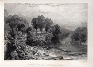 1865年 ターナー 鋼版画 Turner Gallery ティーズ川とグレタ川の合流部 Junction of The Greta and Tees at Rokeby ロークビー