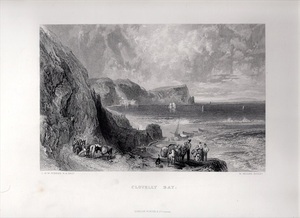 1865年 ターナー 鋼版画 Turner Gallery クロベリー湾 Clovelly Bay デボン州