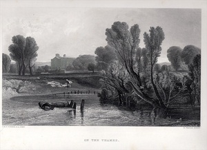1865年 ターナー 鋼版画 Turner Gallery テムズ川 On the Thames