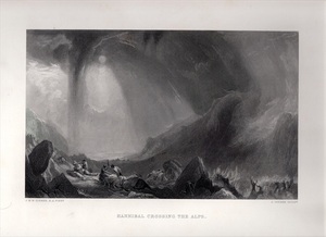 1865年 ターナー 鋼版画 Turner Gallery 吹雪 アルプスを越えるハンニバルとその軍勢 Hannibal Crossing the Alps