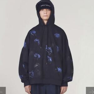 ラッドミュージシャン 18aw パーカー 花柄 青薔薇 LAD MUSICIAN 総柄 美品 18ss 19aw 19ss モード系 トレーナー スウェット 1円出品