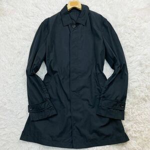 【定価10万 希少XLサイズ】ARMANI COLLEZIONI アルマーニコレツィオーニ ステンカラーコート アウター メンズ 紳士 ブラック 比翼 ビジネス