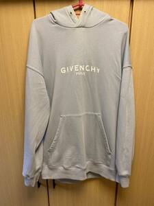 正規 20SS Givenchy ジバンシィ ロゴ プルオーバー フーディー パーカー 薄青 S BM700R30AF