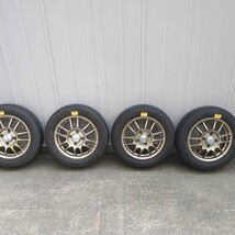 エンケイPCD100 RIVAZZA13インチ4.5Jオフセット42 タイヤバリ山155/65R13の4本愛知　タイヤ外径は軽バンサイズ　軽トラック_画像1