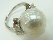 ■ 華真珠 リング 12.8ミリ　PT900 ダイヤ 1.06ct 11号 ■ USED_画像6