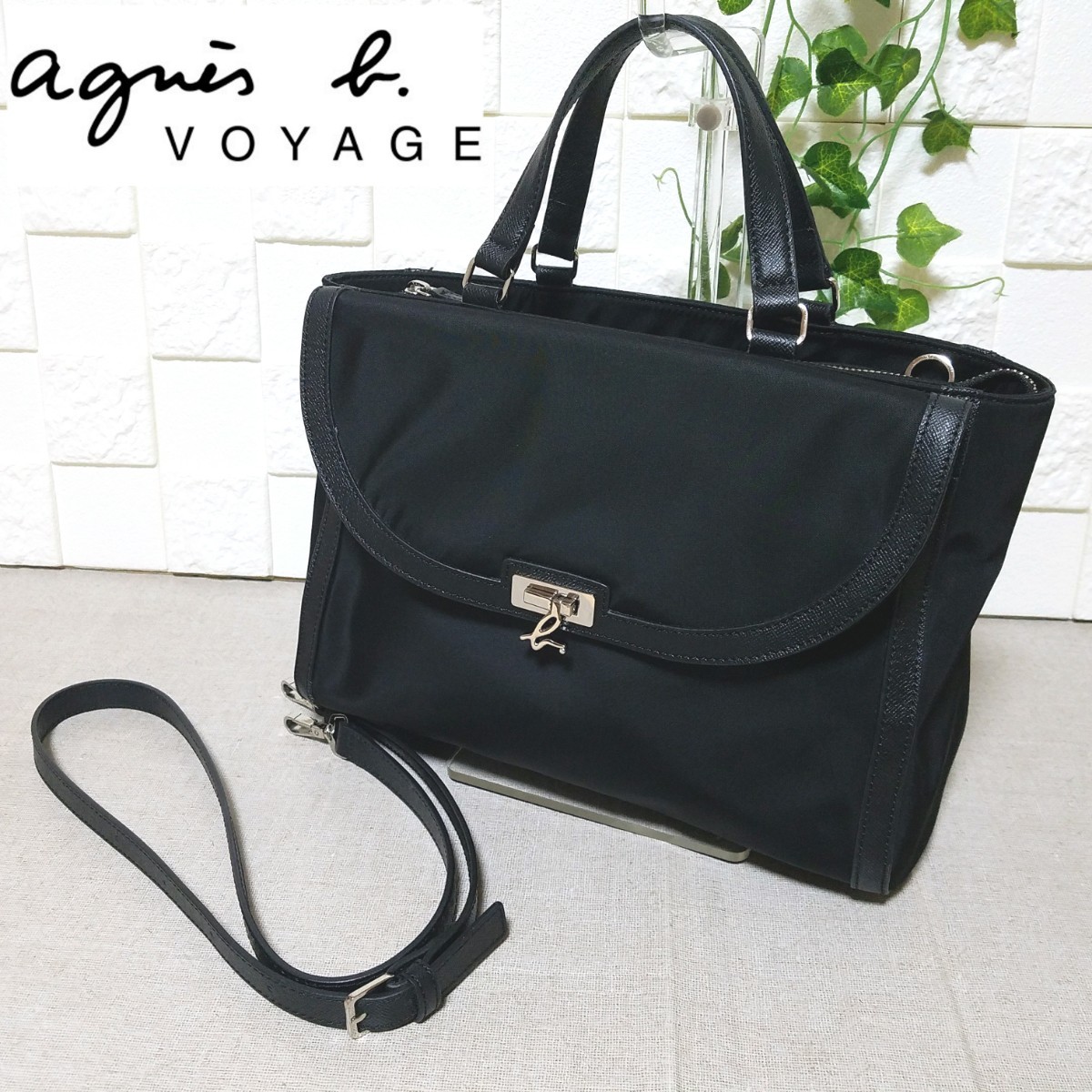 美品】agnes b voyageアニエスベー ボヤージュ シボ革 2way ポーチ付き