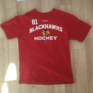 Chicago Blackhawks Reebok NHL Marian Hossa # 81 Hd Tシャツ(レッド) ★サイズM★amazonで同様なのが12000円以上で販売