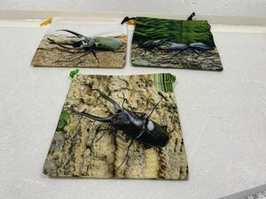 昆虫　クワガタ　カブトムシ　グッズ　巾着　巾着袋　きんちゃく　小物入れ　3点セット