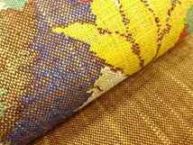 ys6800252; 宗sou 手織り真綿紬抽象草花模様織出し名古屋帯【着】_画像10