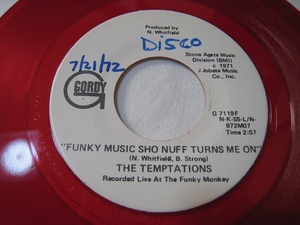 【7”】●白プロモ MONO● THE TEMPTATIONS / FUNKY MUSIC SHO NUFF TURNS ME ON US盤 赤盤 テンプテーションズ ファンキー・ミュージック