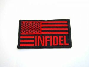 アメリカ国旗 INFIDEL パッチ ワッペン サバゲー レッド