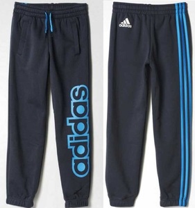  Adidas Kids sweat pants 110cm gray / blue reverse side nappy Junior child man and woman use 