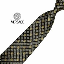 GIANNI VERSACE ネクタイ パターン柄 メデューサ 切替し ヴェルサーチェ ネコポス可 USED 中古 t457_画像1