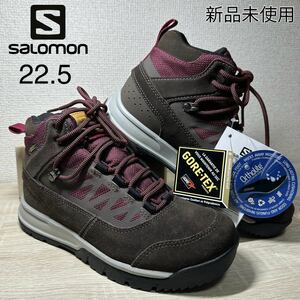 新品未使用 タグ付き salomon サロモン トレッキングシューズ GORE-TEX ゴアテックス ブラウン 22.5㎝