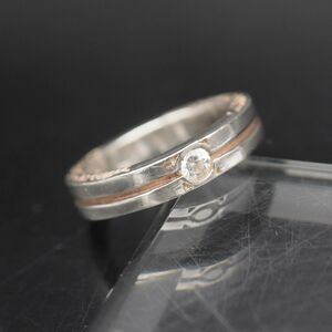 E912 ヴィンテージ 925刻印 リング 彫刻 ダイヤモンド風 デザイン シルバー 指輪 12~13号