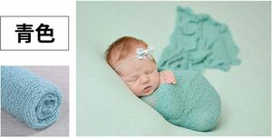 新生児 赤ちゃん ニューボーンフォト ベビーラップ モスリン スワドル お包み おくるみ 45x155cm 薄 空 青 ブルー
