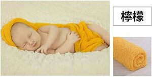 新生児 赤ちゃん ニューボーンフォト ベビーラップ モスリン スワドル お包み おくるみ 45x155cm レモン 檸檬 黄色 イエロー