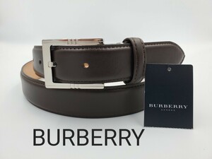 【BURBERRY】バーバリー　紳士レザーベルト　B-81　ダークブラウン　新品未使用