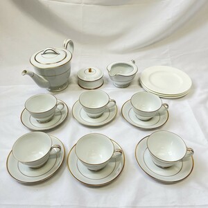 美品 Noritake ノリタケ カップ＆ソーサー 6客 コーヒーカップ ティーカップ まとめて ポット シュガーポット ミルクピッチャー 慶Y1021-4