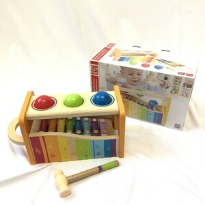 美品 HAPE パウンドアンドタップベンチ 木のおもちゃ 知育玩具 木製玩具 慶Y1022-11