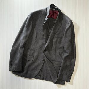 K65★極美品★極上カシミヤ100% テーラードジャケット ブルネロクチネリ BRUNELLO CUCINELLI カシミア シングル グレー ヘリンボーン