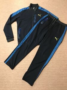 送料無料 中古 良品 PUMA プーマ ジャージ 上下 L トレーニング セットアップ 920207 920208 サッカー ウォームアップ セット ネイビー