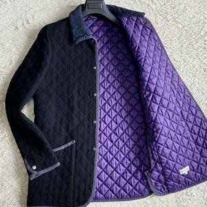 マッキントッシュ×ポールスミス Paul Smith MACKINTOSH キルティングコート ジャケット Lサイズ ウール ツイード パープル メンズ