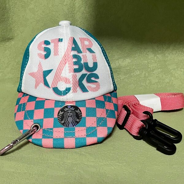 スターバックス　ショルダーバッグ　お釣りバッグ　帽子デザインバッグ　ピンク