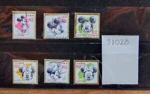 31028使用済み・2017年ディズニーキャラクター切手・6種