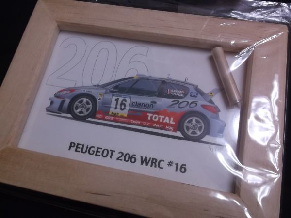 Versandkosten 230 Yen ■ Peugeot 206 WRC Gerahmte Illustration Gemälde Bild KAZUMI Peugeot Original 106 306 308 406 // Erinnerungsstück Neuheit, Automobilbezogene Waren, Nach Autohersteller, Peugeot