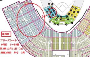 【第3戦】10/31（火）タイガース　VS　オリックス　　ブリーズシート　9段　3連番　通路近