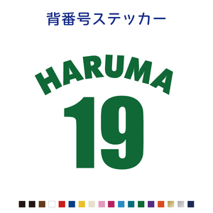 背番号風お名前ステッカー 好きな数字と文字に変更/カラー18色/カッティング/スポーツ/サッカー/野球/水筒/名入れ