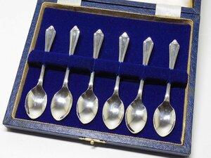 【開】MAPPIN&WEBB マッピン＆ウェッブ　英国 バーミンガム 1989年 純銀製 デミタススプーン 6Pセット オリジナルBOX付 ◇28-S16