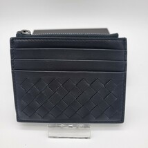 未使用に近い 箱付き Bottega Veneta ボッテガヴェネタ イントレチャート コインケース 小銭入れ 財布 メンズ ネイビー レザー_画像1