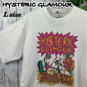 希少☆ HYSTERIC GLAMOR ヒステリックグラマー 半袖 Tシャツ バンド グロデスク プリント トップス L ホワイト C-049