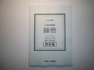 システム数学　入試必修問題集　練磨　国公私立大学編　4th Edition　数学Ⅰ・Ⅱ・A・B　啓林館　別冊解答編のみ