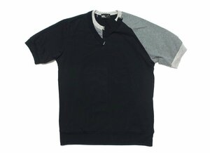 21SS 定価2.6万 使用僅か 超美品 kolor カラー ドッキング Tシャツ カットソー 21SCM-T10206 ブラック×グレー コットン メンズ 3