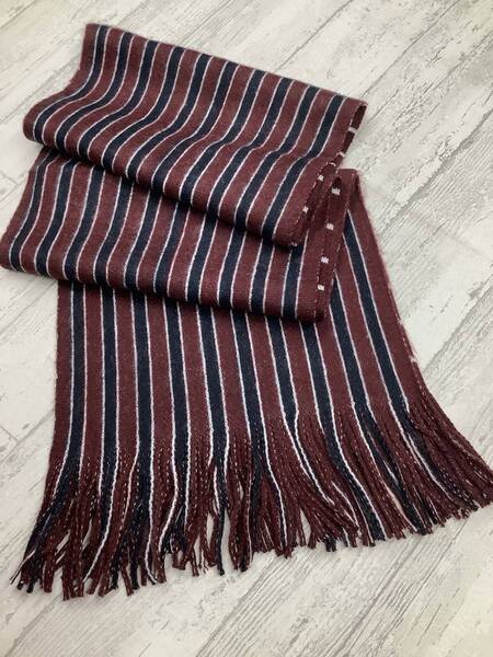 新品未使用★送料無料★暖かいアクリル★180cmロング 起毛タイプマフラー ★エンジネイビーコラボ★リバーシブル 裏面ボーダー