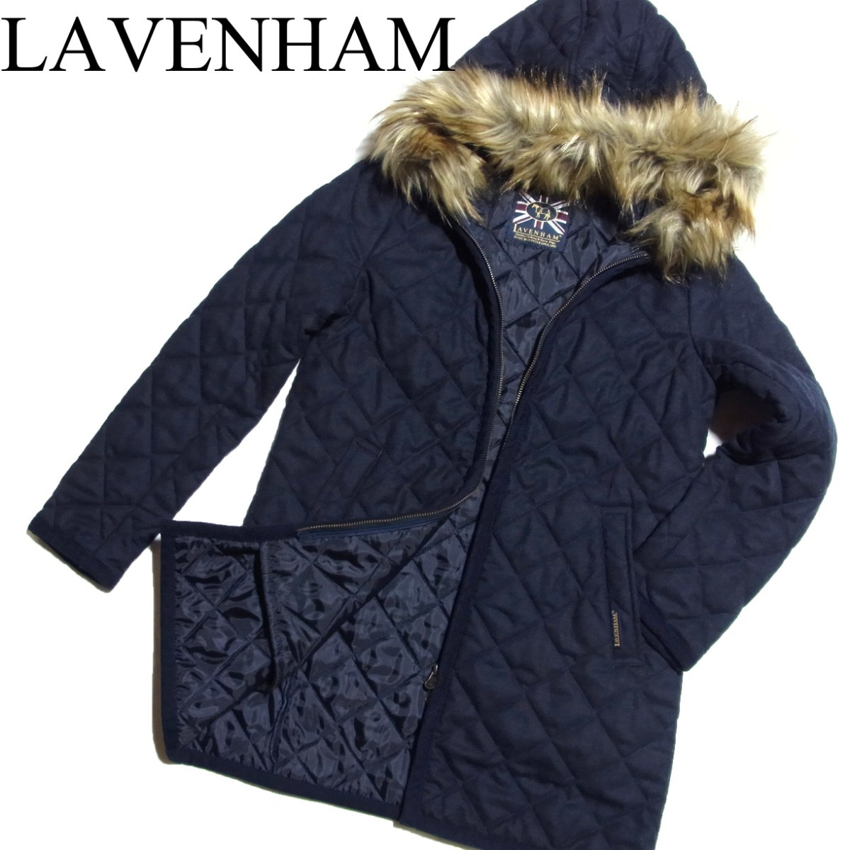 Lavenham ラベンハム ウールキルティングコート 裏ボア フリース