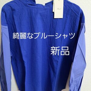 Tlunch 綺麗なブルーシャツ★切り替え袖★新品★トップス ★ タグ付き