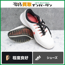 【程度良好 紐タイプ】ナイキ NIKE メンズ スパイクレスシューズ ホワイト/レッド サイズ25.5cm ルナロン ゴルフシューズ 人気ブランド_画像1