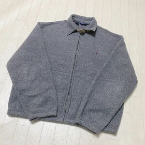 3665☆ POLO BY RALPH LAUREN ポロ ラルフローレン トップス アメリカ製 フリースジャケット メンズ L グレー