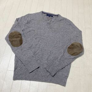 3678☆ TOMMY HILFIGER トミーヒルフィガー トップス ニット セーター Vネックセーター メンズ XL グレー